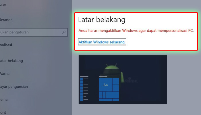 personalisasi terbatas windows 10