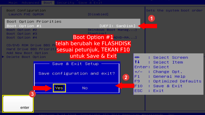 prioritas booting telah berpindah ke flashdisk windows 10