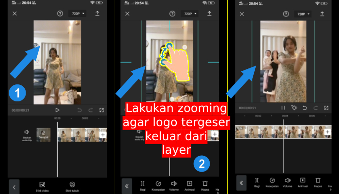 zooming membuat logo tiktok hilang tergeser keluar layer video