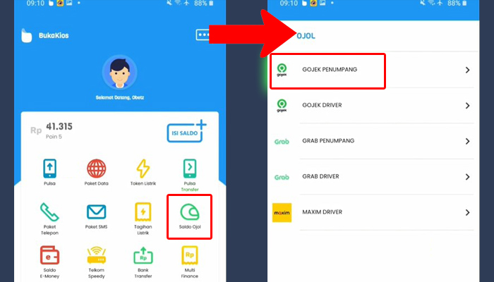 BukaKios Saldo Ojol - Gojek Penumpang