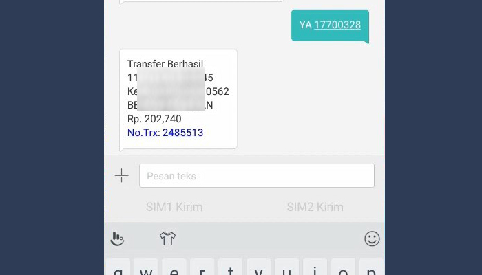 Cara Transfer Uang BRI Melalui SMS Banking 03