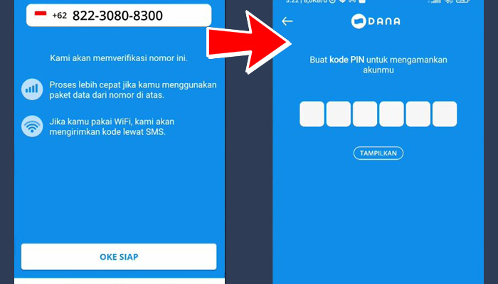 Dana verifikasi nomor hp - masukan nomor pin
