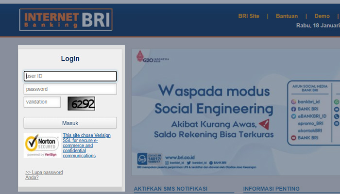 cara aktivasi internet banking bri