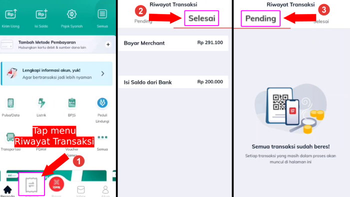 cara cek riwayat transaksi pada aplikasi link aja