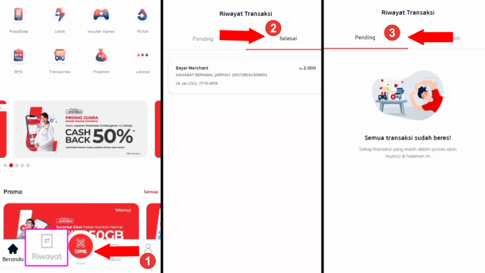 cara melihat riwayat transaksi pada aplikasi linkaja