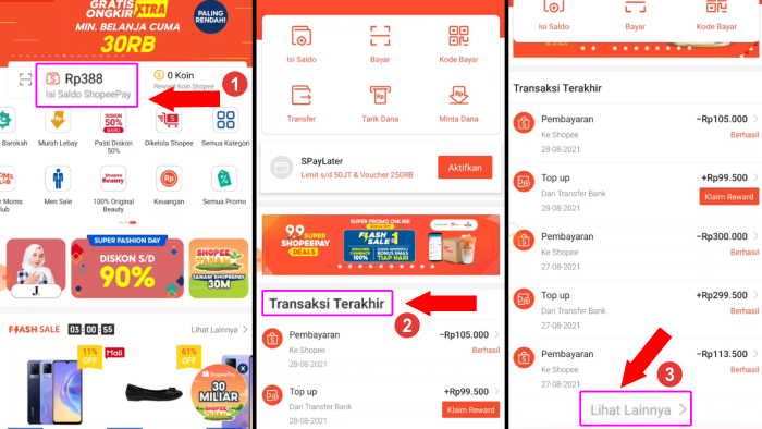 cara melihat transaksi di aplikasi shopee