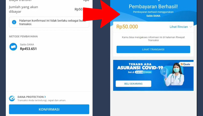 dana konfirmasi - transfer berhasil