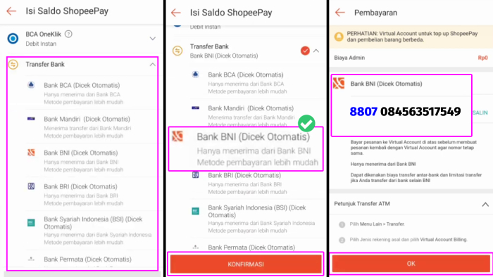 kode virtual account shopeepay bni