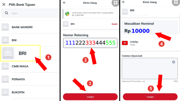 minimal transfer dari linkaja ke bri