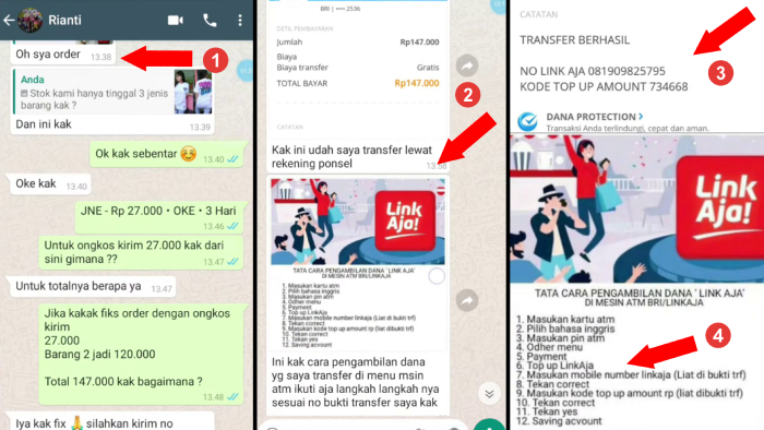 motif penipuan transfer linkaja dan bri