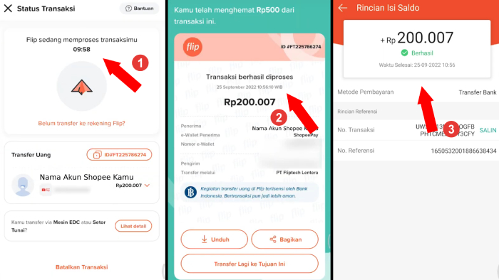transfer dari flip berhasil masuk ke shopeepay