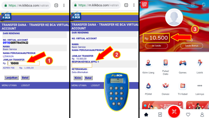 transfer masuk dari bca ke linkaja