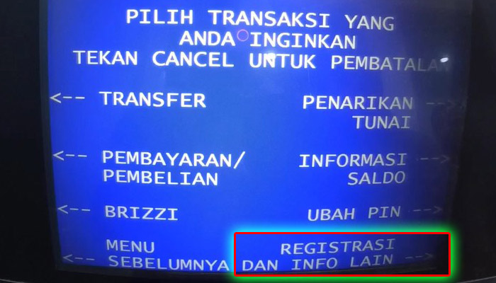 atm bri registrasi dan info lain