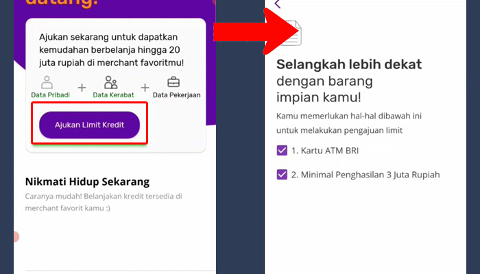 bri ceria ajukan limit kredit - centang syarat