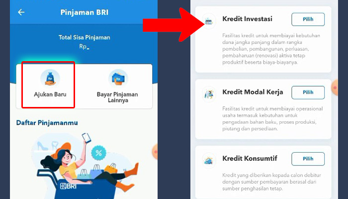 brimo ajukan baru - pilih jenis pinjaman