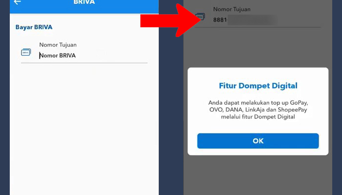 brimo nomor tujuan - fitur dompet digital