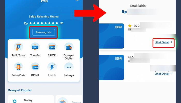 brimo rekening lain - lihat detail