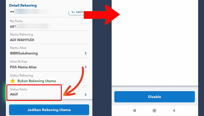 brimo status kartu - disable