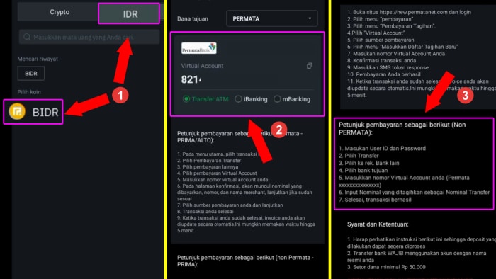cara isi saldo tokocrypto bidr mbanking