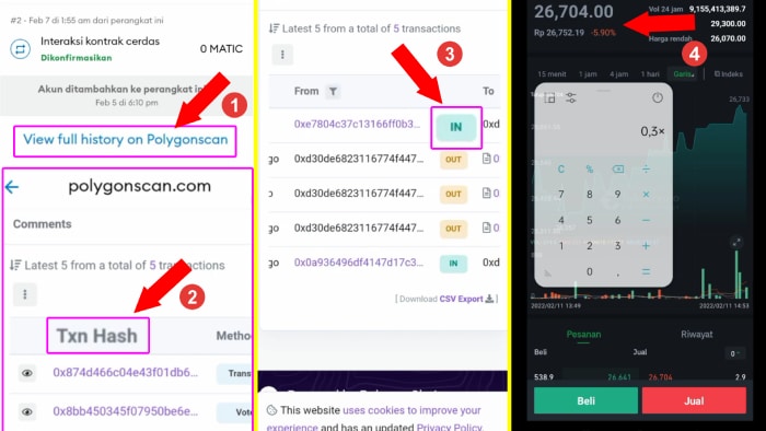 cek riwayat transaksi di polygonscan