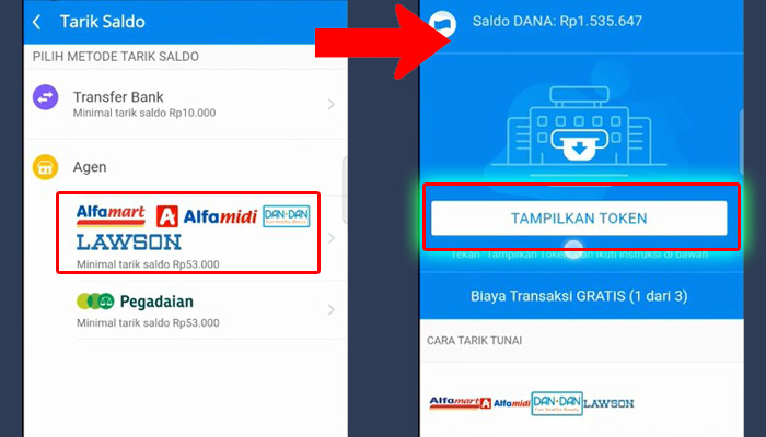 dana alfamart - tampilkan token