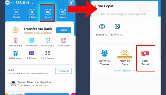 dana kirim - tarik tunai