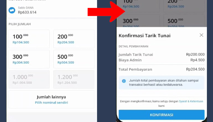 dana nominal uang - konfirmasi