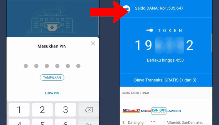 dana nomor pin - token alfamart