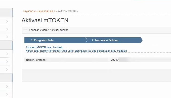 internet banking bri aktivasi mtoken berhasil