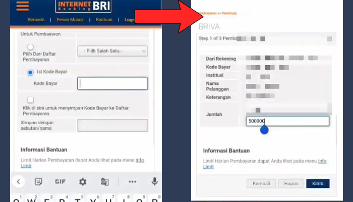 internet banking bri kode bayar - jumlah