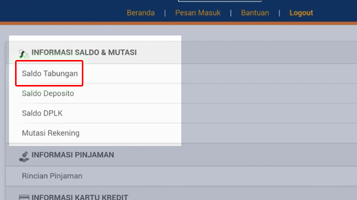 internet banking bri saldo tabungan