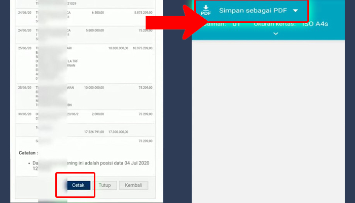 internet banking cetak mutasi - simpan sebagai pdf