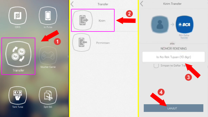 menu transfer di aplikasi sakuku