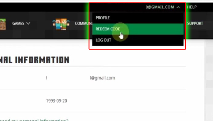 minecraft redeem code