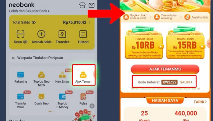 neo ajak teman - salin referral