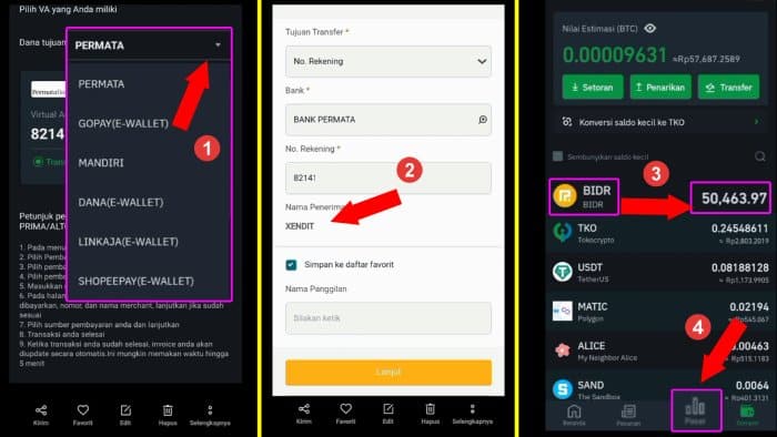 pilihan ewallet menu pasar tokocrypto