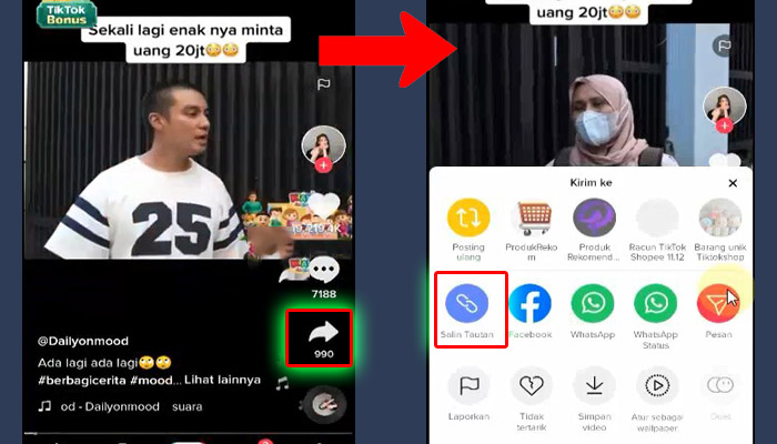 tiktok ikon panah - salin tautan