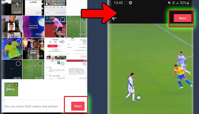 tiktok pilih video - next