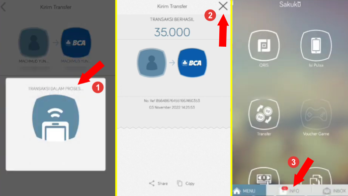 transfer berhasil dari mtix sakuku ke rekening bca