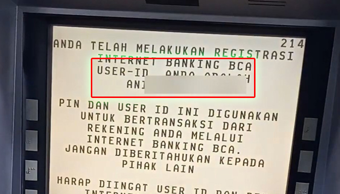 atm bca internet banking user id