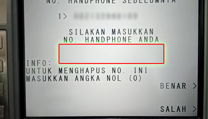 atm bca silahkan masukan no handphone anda