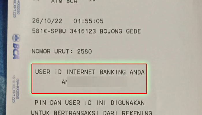 atm bca struk user id