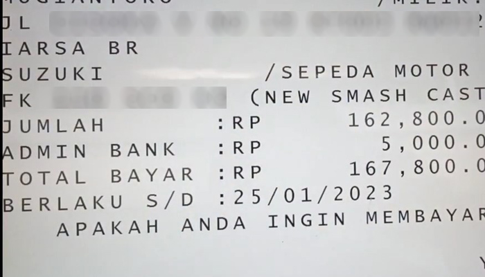 atm bca total tagihan pajak motor