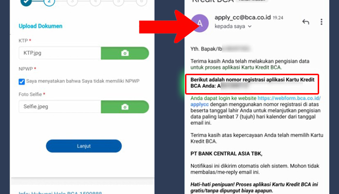 bca mobile ktp selfie - nomor registrasi