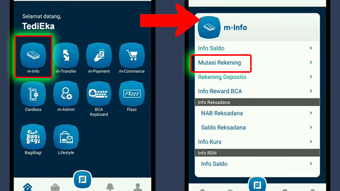 bca mobile m-info - mutasi rekening