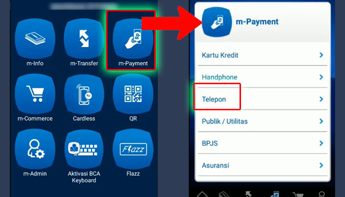 bca mobile m-payment - telepon