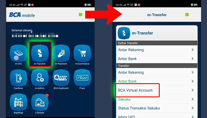 bca mobile m-transfer - bca virtual account