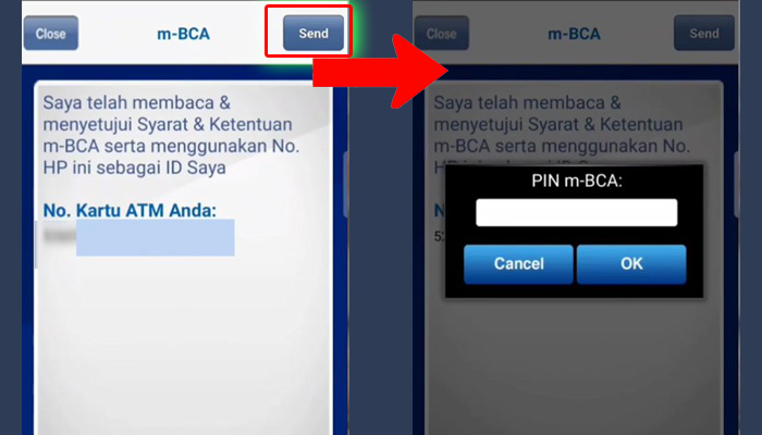 bca mobile send - pin m-bca