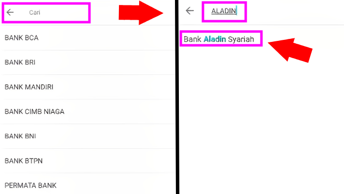 cari bank aladin di daftar bank ovo