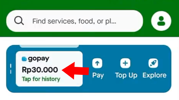 cek saldo awal yang ada di gopay